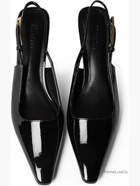 Kitten Heels 2 Inch Low Heel Pointed Closed Toe Slingback Pumps